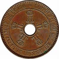 (№1887km3) Монета Конго 1887 год 5 Centimes