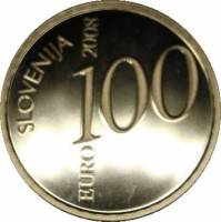 (№2008km77) Монета Словения 2008 год 100 Euro (250-летию со дня рождения поэта Валентина Водника)