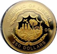 () Монета Либерия 2009 год 250  ""   Биметалл (Платина - Золото)  UNC