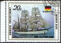 (1987-021) Марка Северная Корея "Горч Фока II"   Парусные корабли III Θ