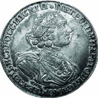 (1724, СПВ, над головой точка) Монета Россия 1724 год 1 рубль   Серебро Ag 729  XF