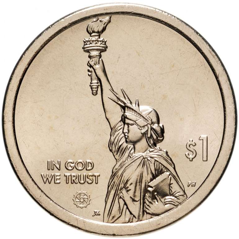 03d Монета США 2019 год 1 доллар Вакцина против полиомиелита  Латунь  UNC
