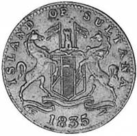 (№1835Tn5 sultana) Монета Голландская Ост-Индская компания 1835 год 1 Keping (Остров Султана)