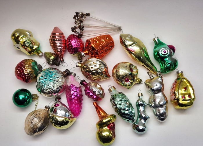 Елочные игрушки СССР 21 штука стекло