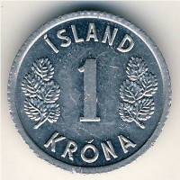 (№1976km23) Монета Исландия 1976 год 1 Kroacute;na (Герб)