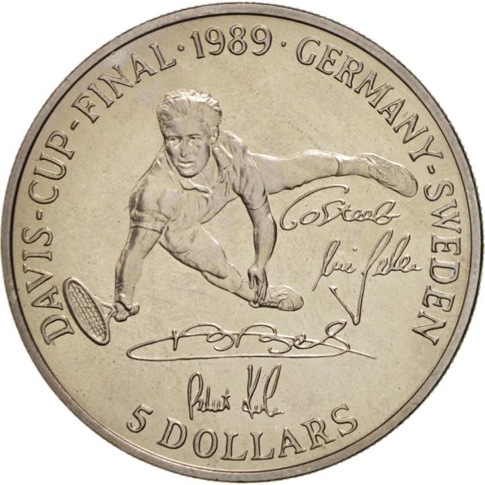 (1989) Монета Остров Ниуэ 1989 год 5 долларов &quot;Кубок Дэвиса&quot;  Медь-Никель  UNC