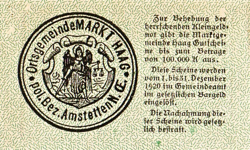 (№1920) Банкнота Австрия 1920 год &quot;70 Heller&quot;