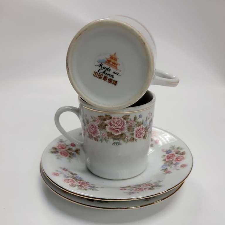 Оригинальный кофейный набор, 12 предметов, фарфор, позолота, Китай