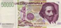  Банкнота Италия 1992 год 50 000     UNC
