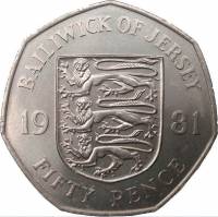 (№1981km50) Монета Джерси 1981 год 50 Pence
