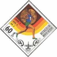 (1980-036) Марка Монголия "Бег"    Золотые медалисты ОИ 1980, Москва III Θ