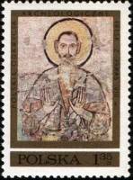 (1971-024) Марка Польша "Отшельник Анамон"    Старинные фрески III Θ
