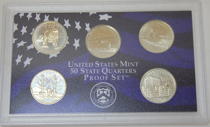 (2001s, 5 м., Штаты) Набор США 2001 год  Годовой набор  PROOF