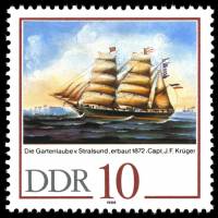 (1988-071) Марка Германия (ГДР) "Барк "Беседка" (1872)"    Парусные корабли II Θ