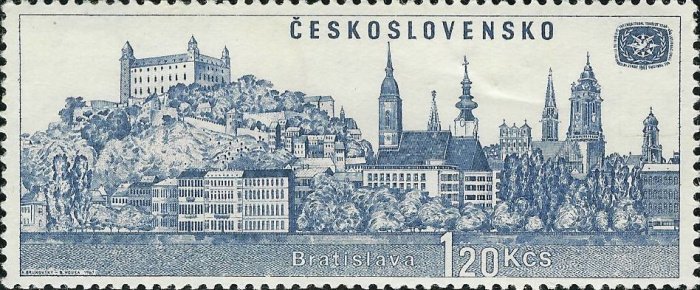 (1967-006) Марка Чехословакия &quot;Братислава&quot;    Международный год туризма III Θ