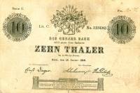 (№1856P-S594) Банкнота Германия 1856 год "10 Thaler"