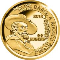 (14) Монета Бельгия 2018 год 50 евро "Питер Пауль Рубенс"  Золото Au 999  PROOF