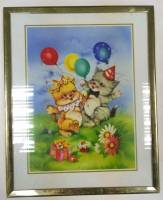 Детская картина в рамке со стеклом "Два котенка"