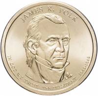(11d) Монета США 2009 год 1 доллар "Джеймс Нокс Полк" 2009 год Латунь  UNC
