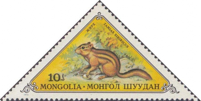 (1973-044) Сцепка тет-беш (2 м) Монголия &quot;Бурундук&quot;    Пушные звери III Θ