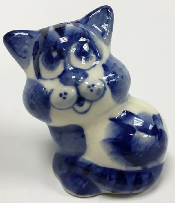 Фигурка "Кот, кошка", гжель (сост. на фото)