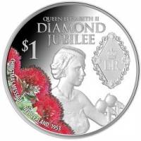 (№2012km356) Монета Новая Зеландия 2012 год 1 Dollar (Елизаветы II, 60-летия правления)