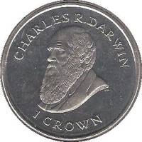 (2009) Монета Фолклендские Острова 2009 год 1 крона "Чарльз Дарвин"  Медь-Никель  PROOF