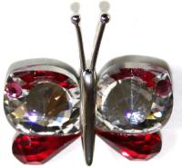 Сувенир магнит "Бабочка", 3*3 см, нерж. сталь, кристаллы, Чехия, новый
