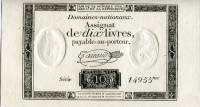 () Банкнота Франция 1792 год 10 ливров    UNC
