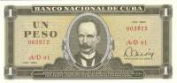 (,) Банкнота Куба 1985 год 1 песо "Хосе Марти"   UNC