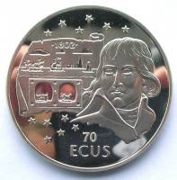(№1994km487) Монета Гибралтар 1994 год 70 Ecu (Евро Вид на тоннель и Наполеон)