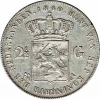 () Монета Нидерланды (Голландия) 1840 год 2  ""   Биметалл (Серебро - Ниобиум)  UNC