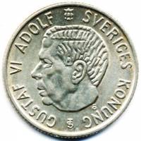 () Монета Швеция 1952 год 2 кроны ""  Биметалл (Серебро - Ниобиум)  UNC