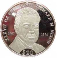 (№2000km728) Монета Либерия 2000 год 20 Dollars (37-й президент США Ричард Никсон)