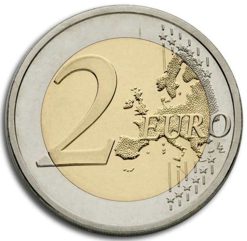 (002) Монета Эстония 2015 год 2 евро &quot;30 лет флагу Европы&quot;  Биметалл  Буклет