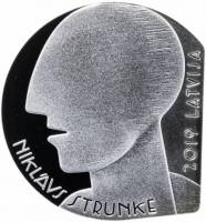 (2019) Монета Латвия 2019 год 5 евро "Никлавс Струнке"  Серебро Ag 925  PROOF в коробке