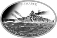 (001) Монета Токелау 2013 год 1 доллар "Корабль Бисмарк"  Медно-никель, покрытый серебром  UNC