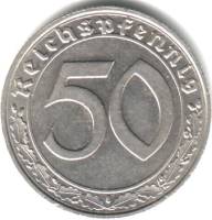 (1939J) Монета Германия (Рейх) 1939 год 50 пфеннингов   Никель  UNC
