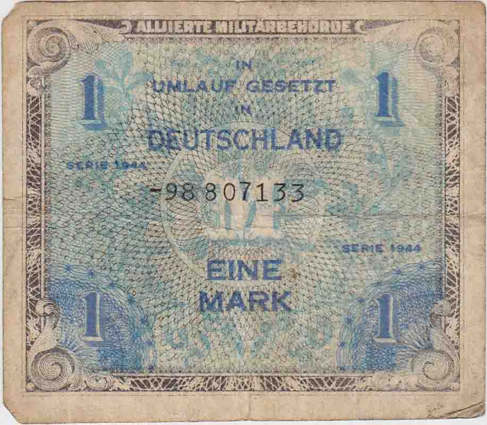 (1944) Банкнота Германия (Оккупация союзниками) 1944 год 1 марка    F