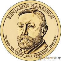 23p Монета США 2012 год 1 доллар Бенджамин Гаррисон 2012 год Латунь  VF