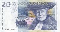(1991-1995) Банкнота Швеция 1991 год 20 крон "Сельма Лагерлёф"   UNC
