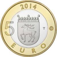 (032) Монета Финляндия 2014 год 5 евро "Аландские острова" 2. Диаметр 27,25 мм Биметалл  VF