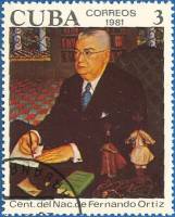 (1981-086) Марка Куба "Фернандо Ортис"    100 лет со дня рождения Фернандо Ортиса III Θ