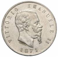 () Монета Италия 1869 год 5  ""   Биметалл (Серебро - Ниобиум)  UNC