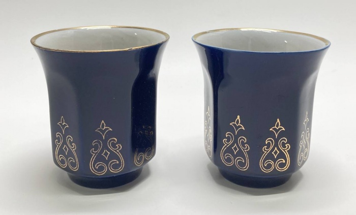 Стакан фарфоровый, Кобальт, позолота, Бронницы, СССР, 2 шт