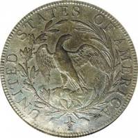 (1803, маленькая 3) Монета США 1803 год 50 центов  2. Геральдический орёл Серебро Ag 892  VF