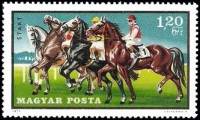 (1971-062) Марка Венгрия "На старте"    Конный спорт III O