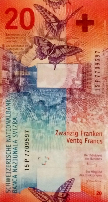 () Банкнота Швейцария 2015 год 20  &quot;&quot;   UNC
