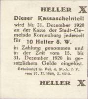 (№1920) Банкнота Австрия 1920 год "10 Heller"