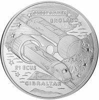 (№1993km480) Монета Гибралтар 1993 год 21 Ecu (Тоннель Евро)